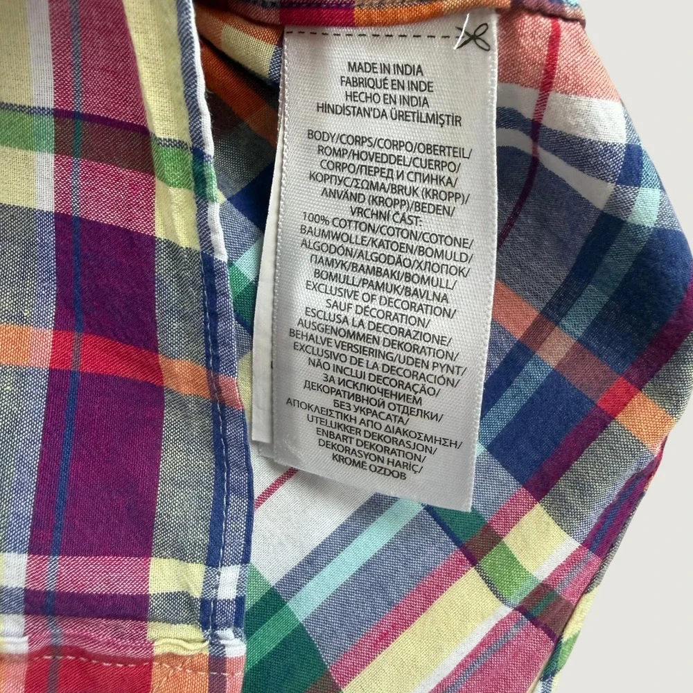 Polo Ralph Lauren Mens Large Madras Plaid Short Sleeve Button Down Shirt Multi